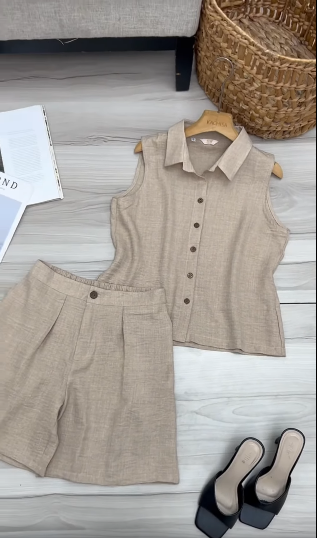 Bộ linen tech đùi áo sơ mi sát nách_thumbnail_3