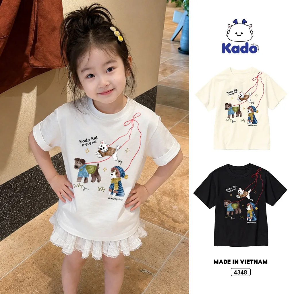 Áo thun bé trai bé gái form rộng Puppy Pal Kado 4348