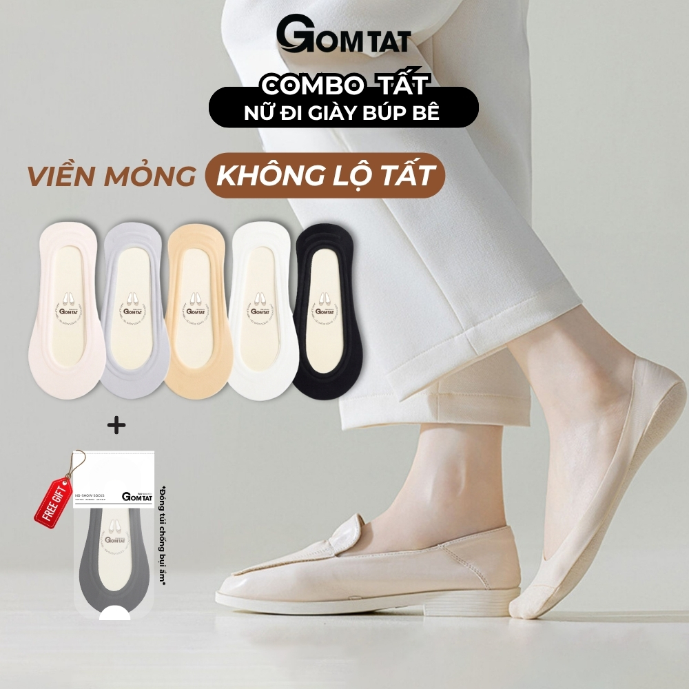 [DEAL QUÀ TẶNG] Tất búp bê nữ đi giày lười GOMTAT có đệm silicon chống tuột gót, thoáng mát mùa hè - TNBB
