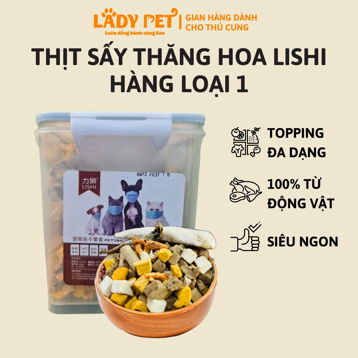 Thịt sấy cho chó mèo LISHI - Hàng loại 1