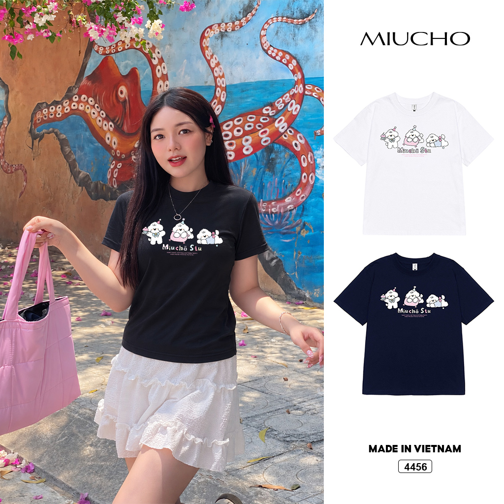 Áo baby tee form ôm chibi mèo bông Miucho 4456