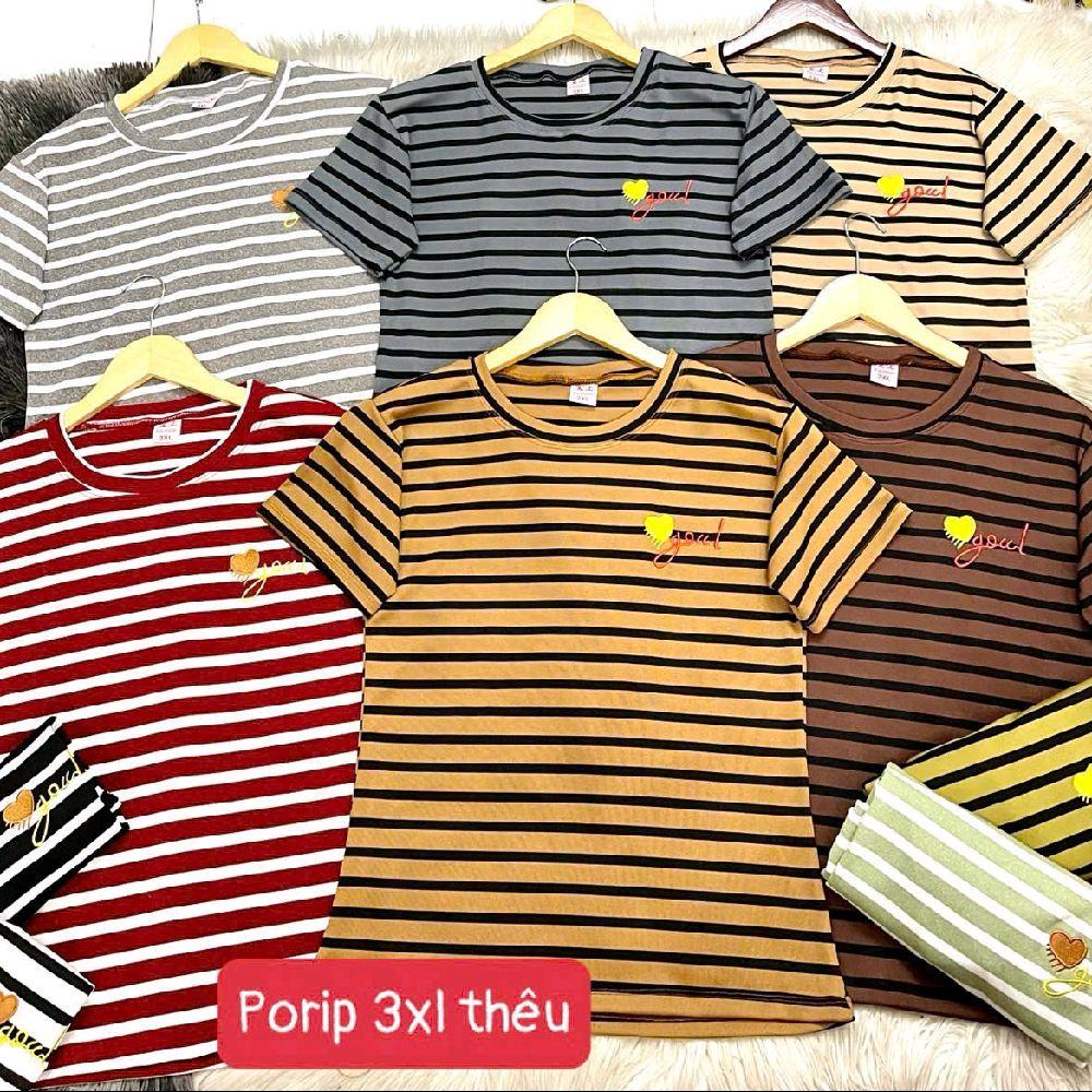 Áo thun borip sọc ngang thêu Free size 50-75kg  không lựa màu_thumbnail_1