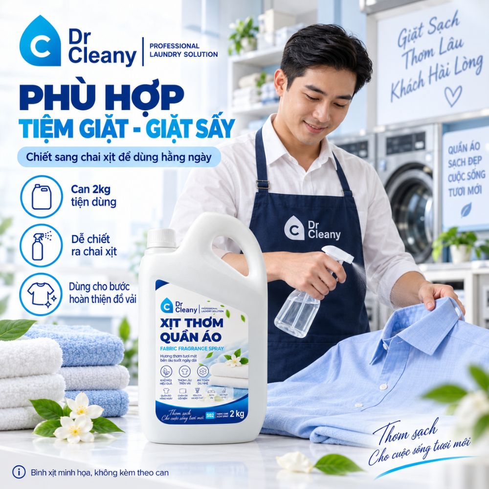Nước xịt thơm quần áo Dr Cleany 2kg cho tiệm giặt_thumbnail_5