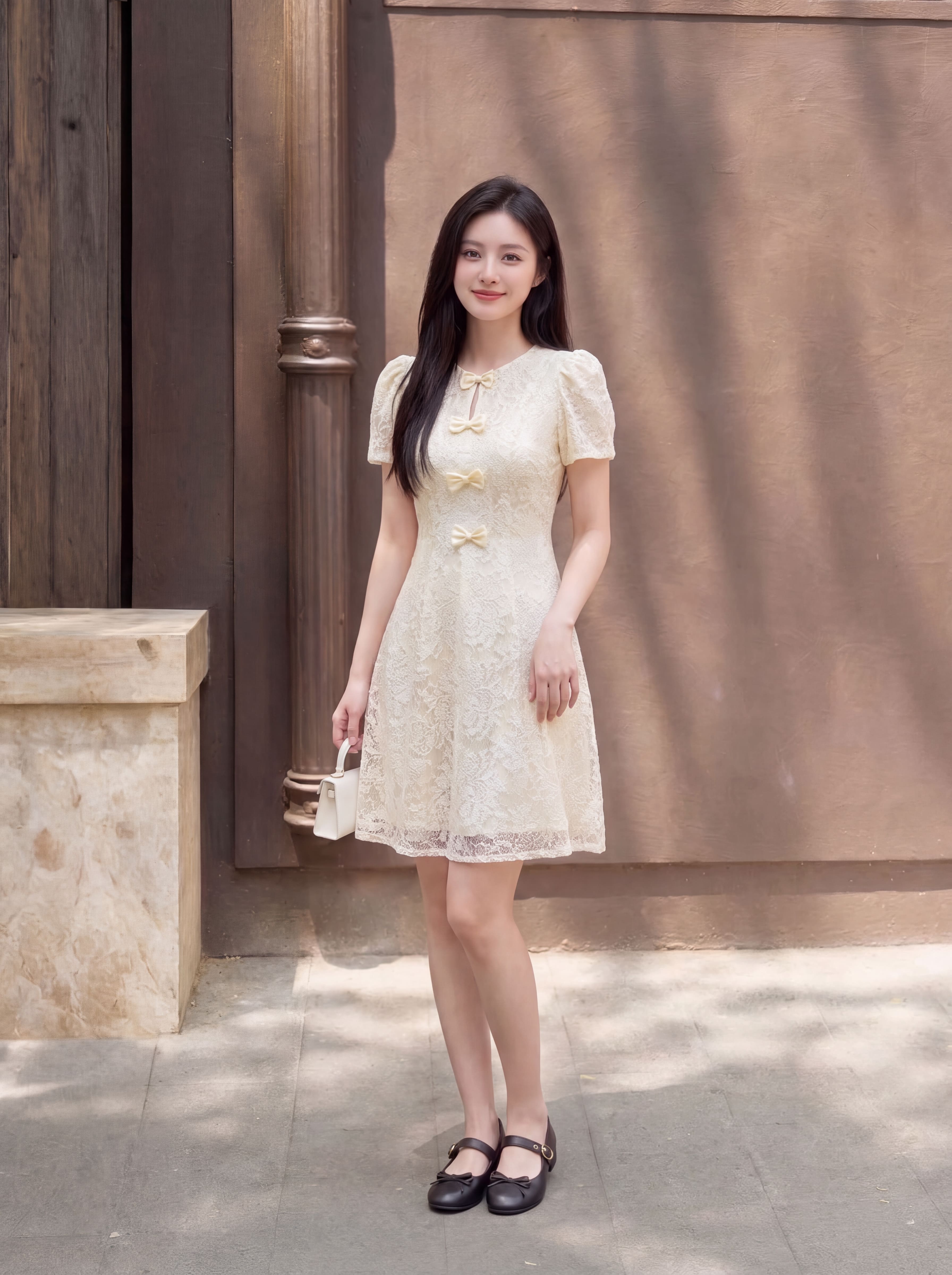 Váy ren cộc tay phối nơ 607001_thumbnail_7