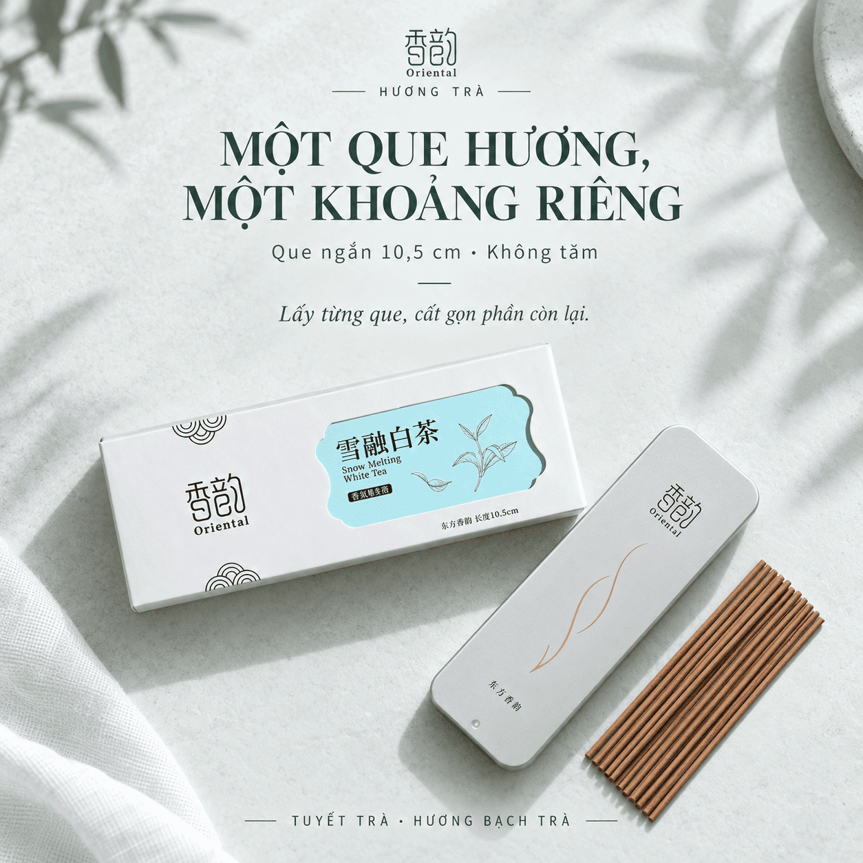 Tuyết Trà - Nhang thơm không tăm Oriental hương Bạch Trà, 30 que, tặng đế cắm_thumbnail_7