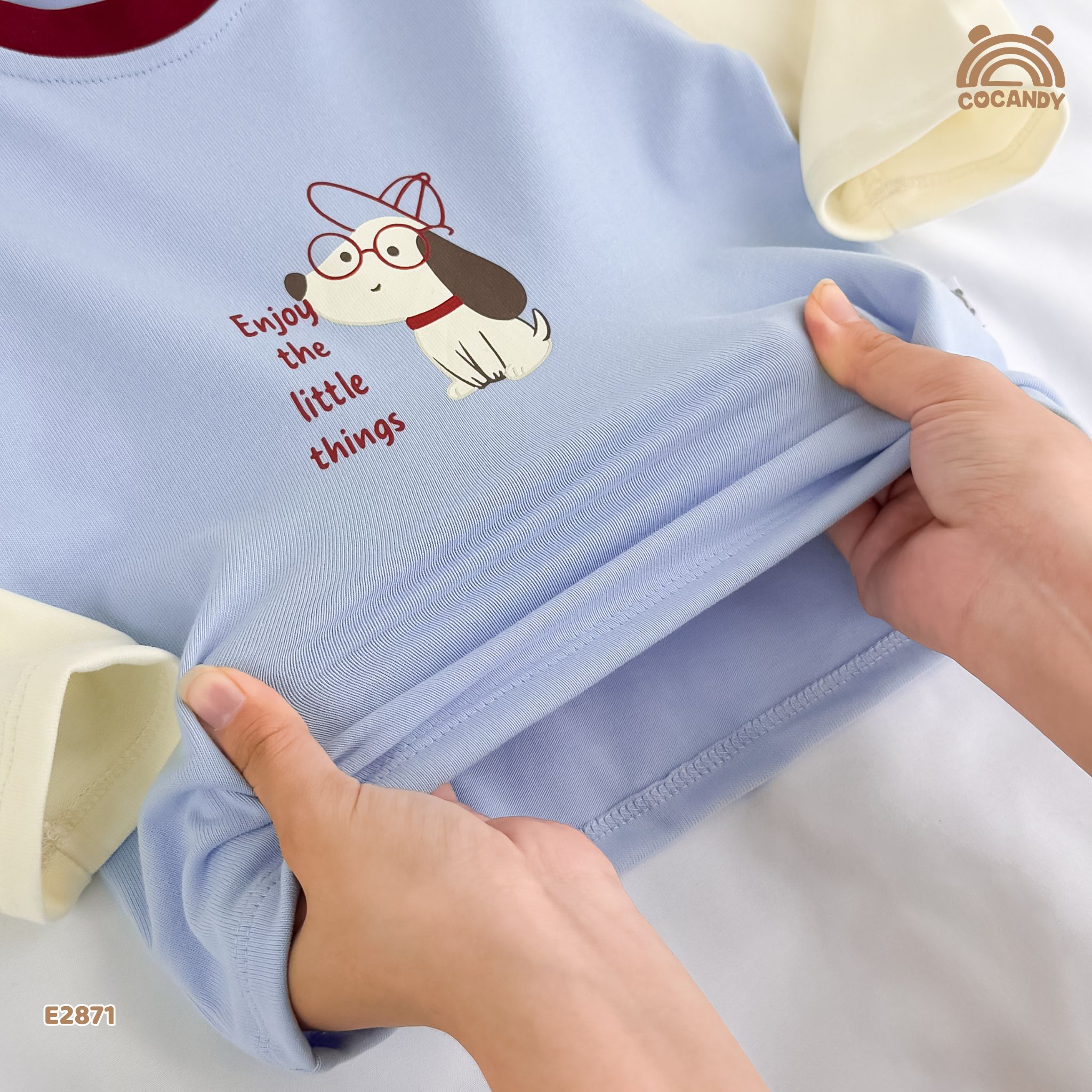 Áo dài XANH BE tay phối hình cún_thumbnail_5