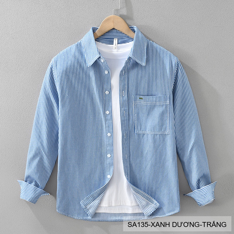 SA135 - Áo Sơ Mi Nam Dài Tay Phong Cách Nhật Bản Chất Cotton Thoáng Mát_thumbnail_4