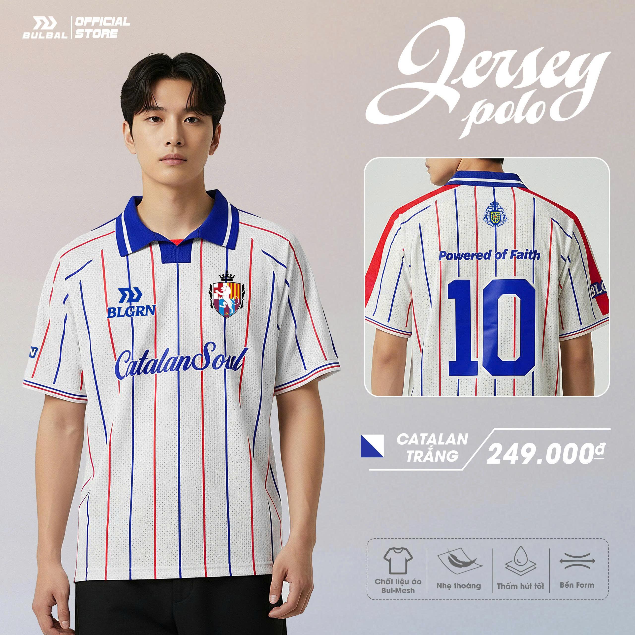 Áo Bóng Đá Bulbal Jersey Polo Vải Lưới Bul-Mesh Thoáng Mát Bền Form Thể Thao Đương Đại