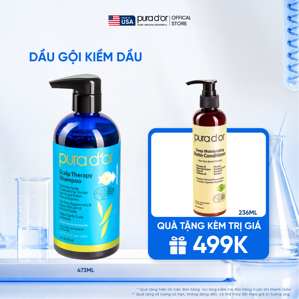 Dầu gội Pura D'or Scalp Therapy Giúp Dịu Da, Làm Sạch Tóc Và Dưỡng Ẩm 473ml