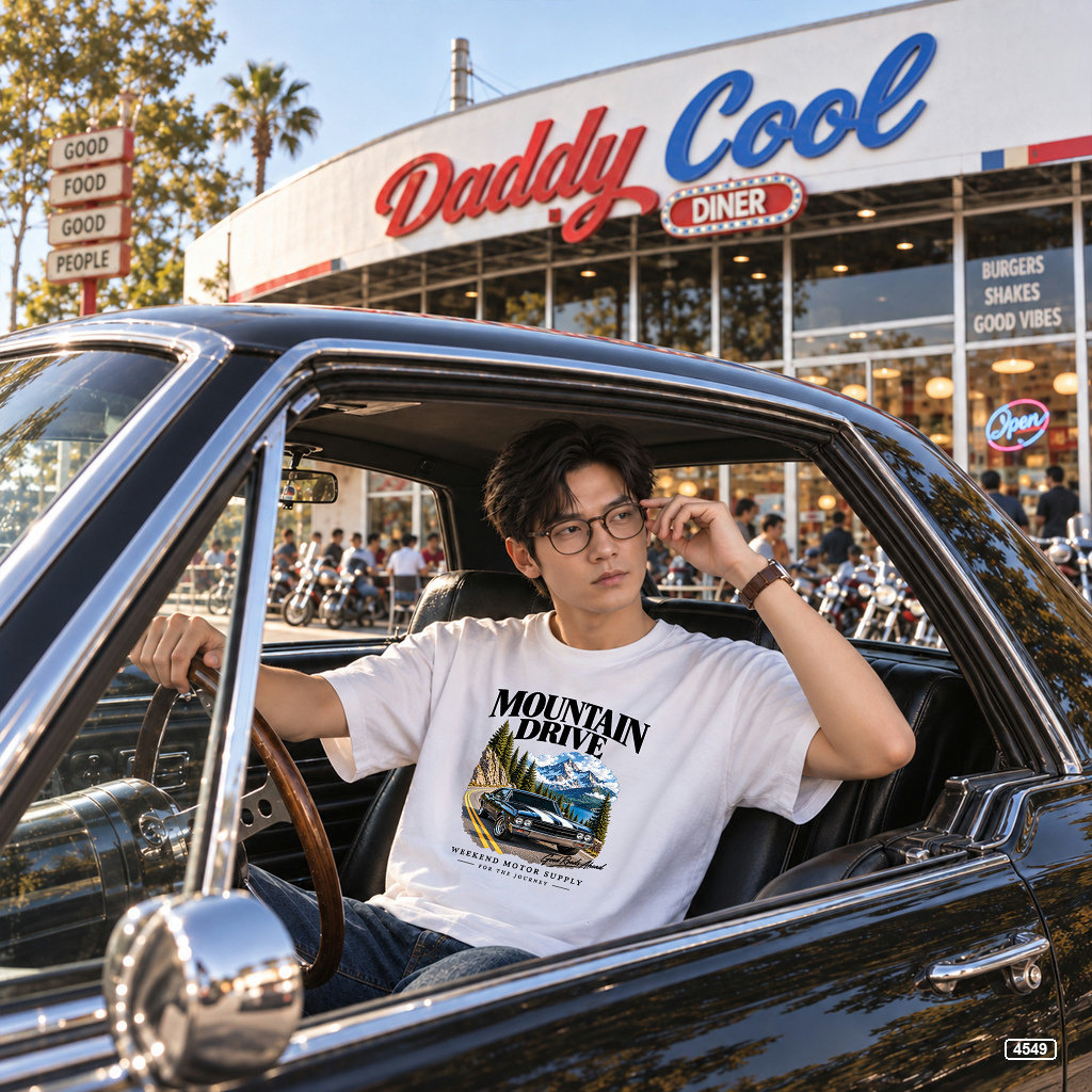 Áo thun nam oversize xe hơi vintage Mỹ TeePrint 4549_thumbnail_4