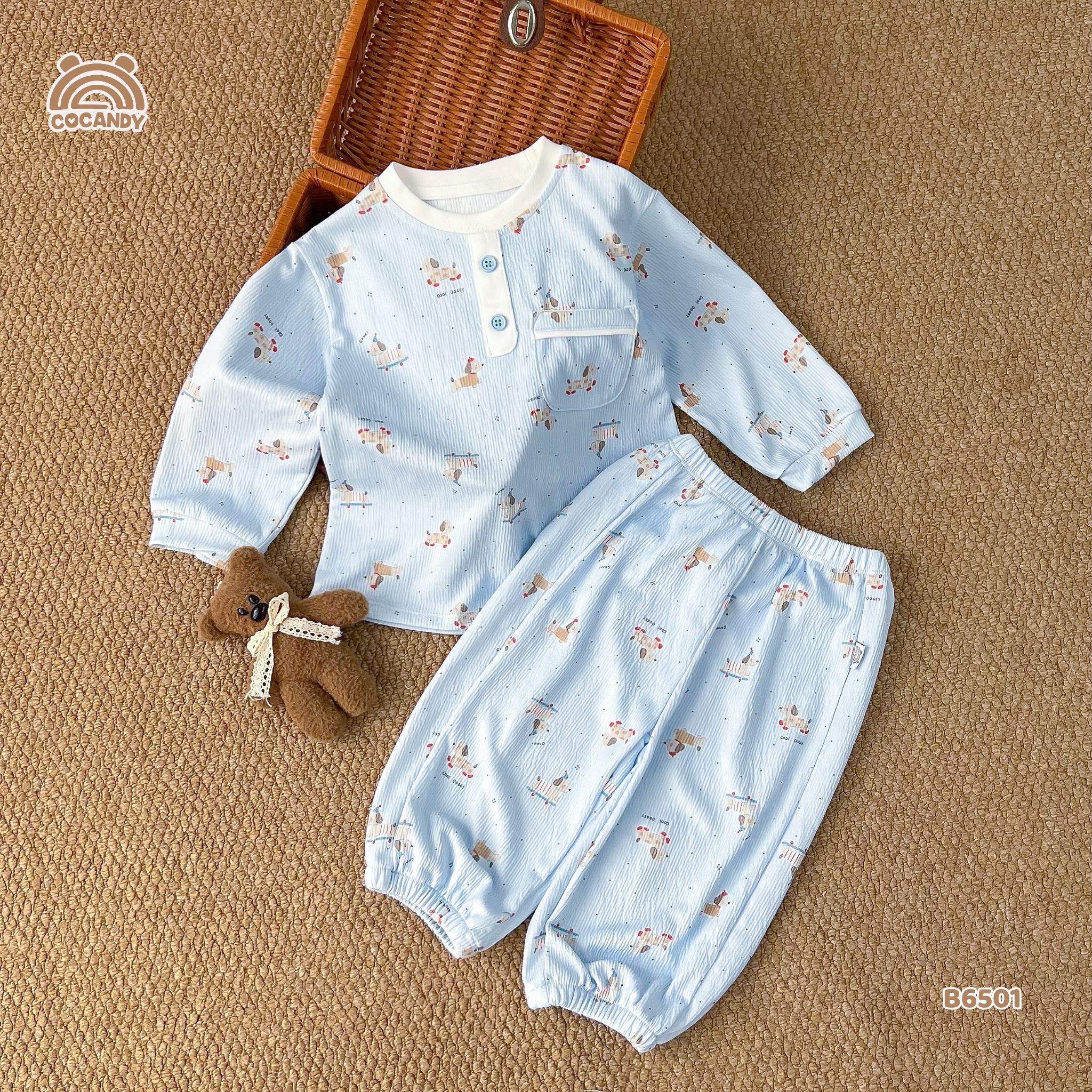 Bộ dài XANH họa tiết cún nâu_thumbnail_2