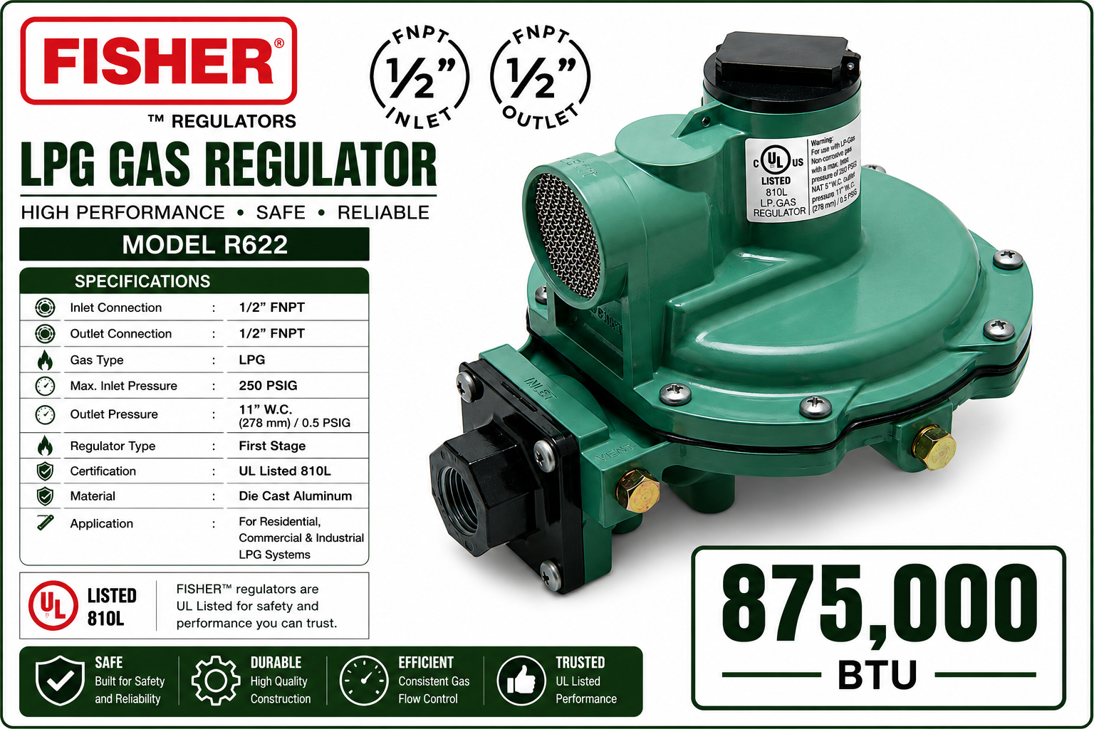 Fisher R622 Low Pressure Second  Stage Regulator_thumbnail_2