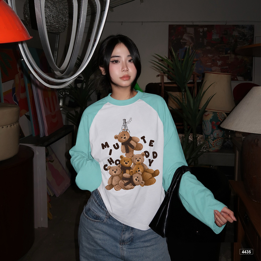 Áo thun tay dài form boxy hội gấu bông Miucho 4435_thumbnail_5