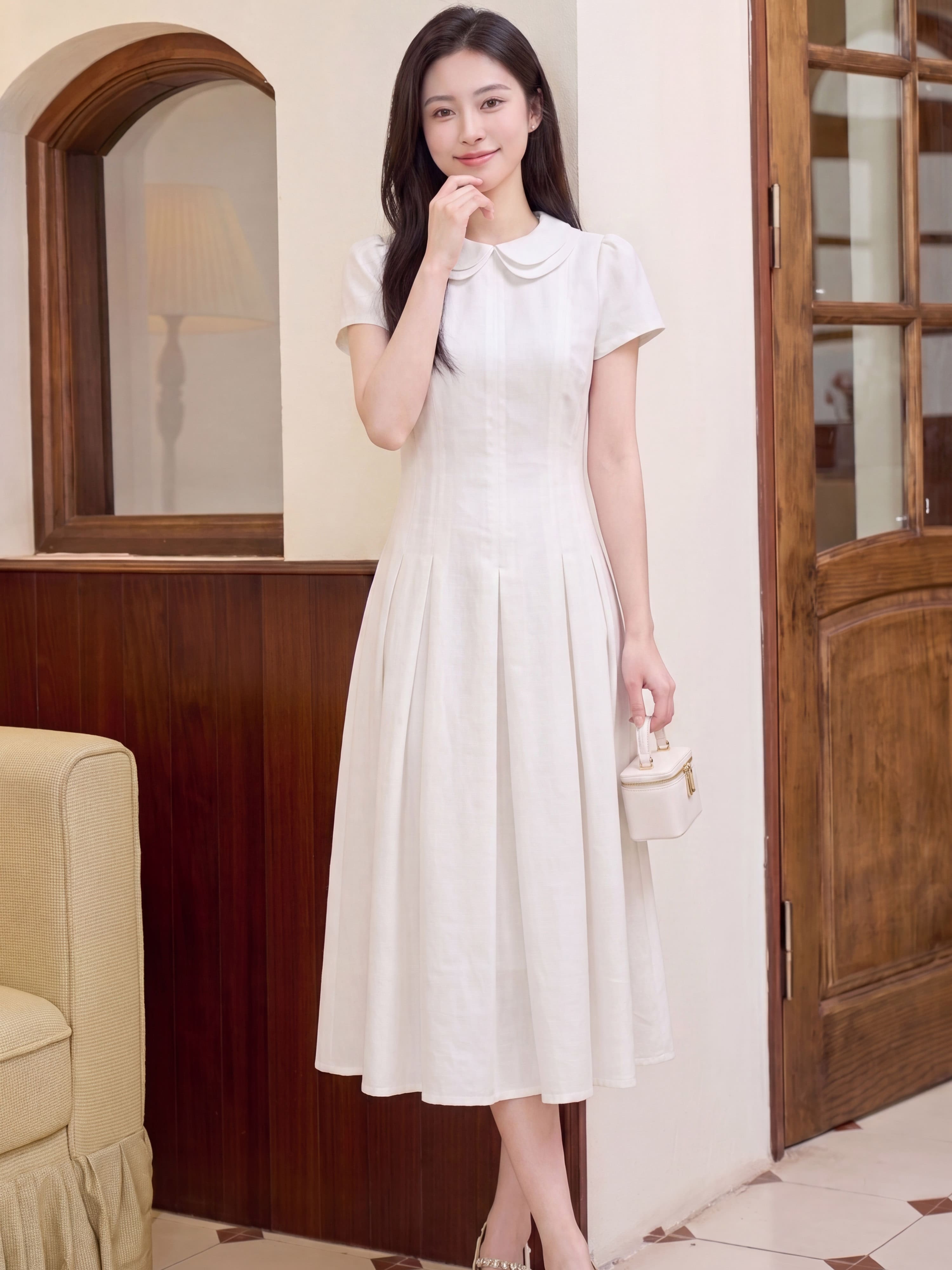 Váy xếp li dài 2 lá cổ 607007_thumbnail_5