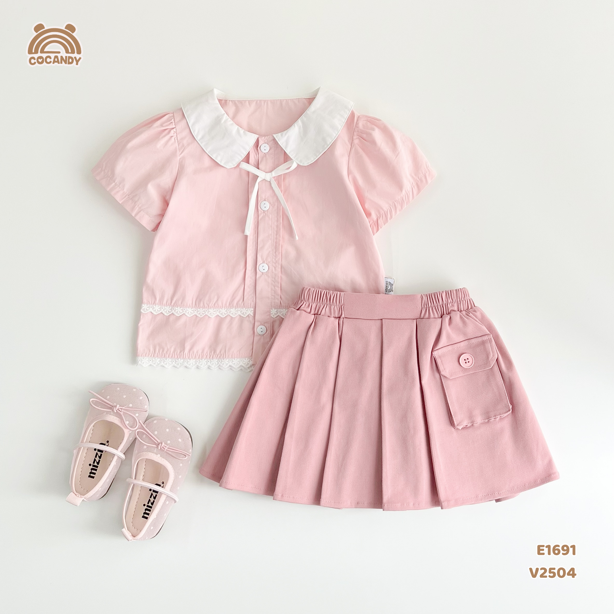 Chân váy cộc kaki HỒNG phối túi cúc_thumbnail_0