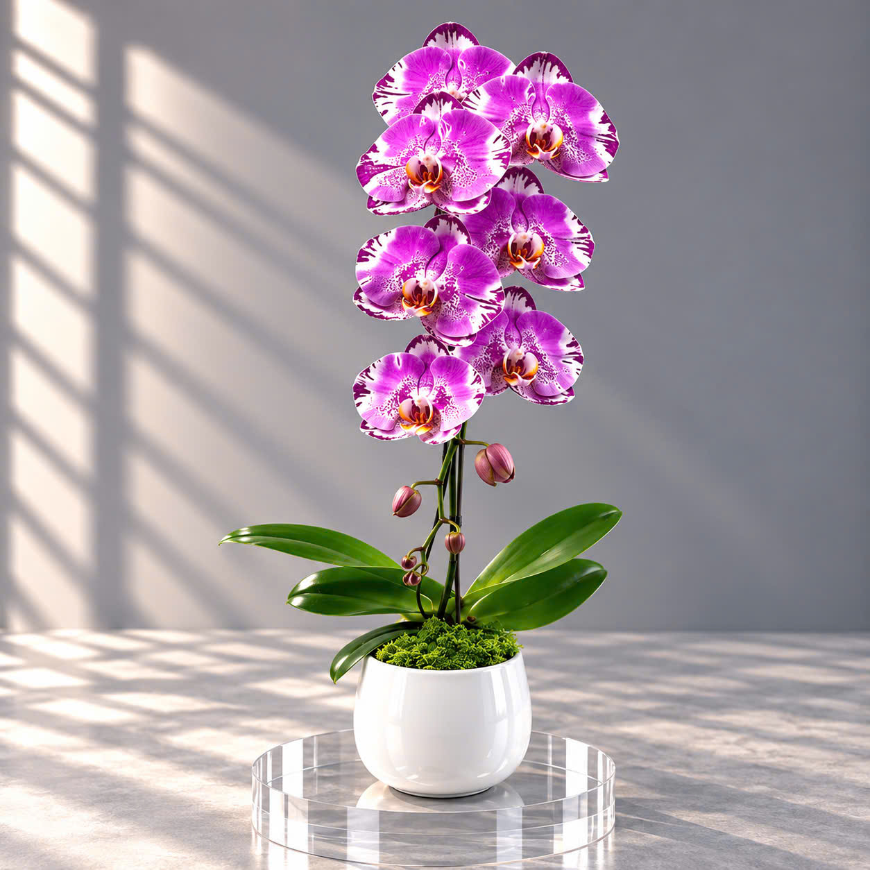 💜Chậu 1 Cây Lan Hồ Điệp Tím Chấm Nghệ Thuật – Điểm Nhấn Độc Đáo Cho Không Gian Sang Trọng