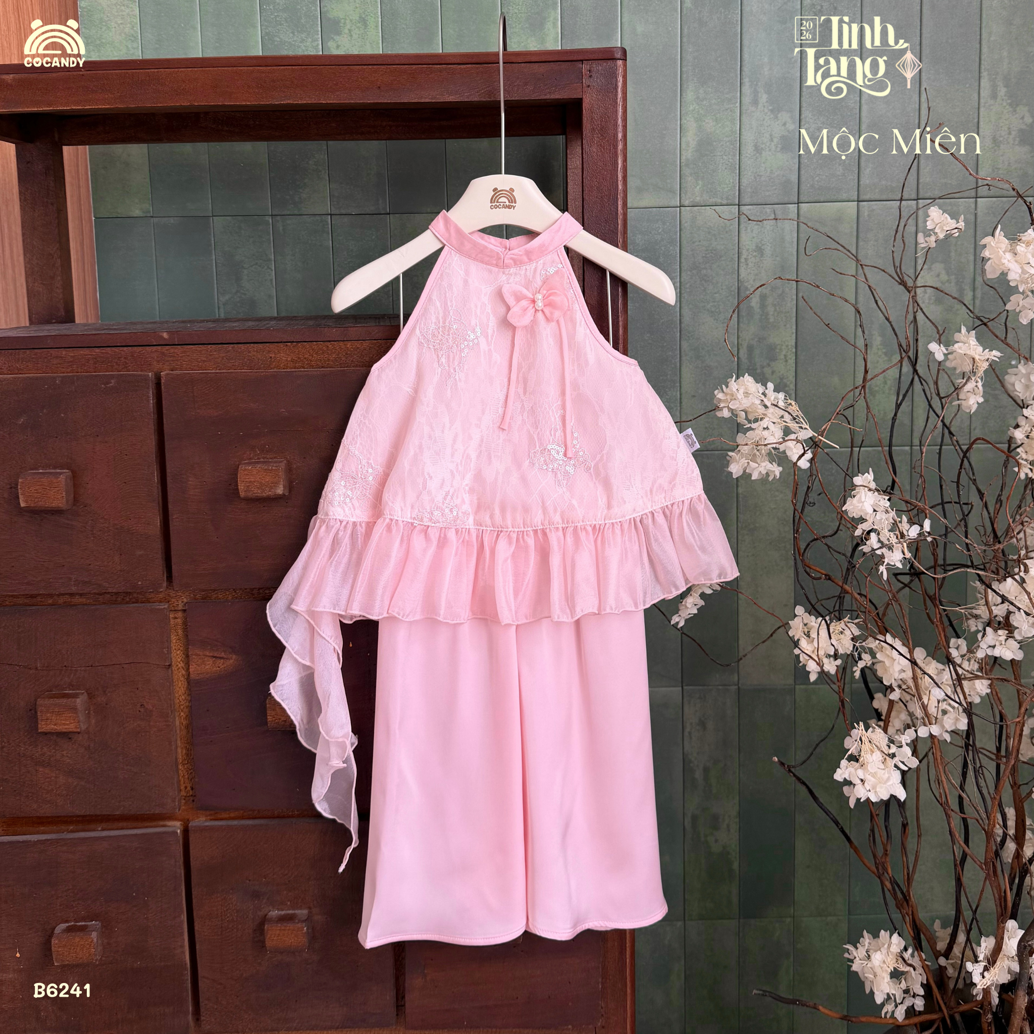Bộ yếm HỒNG Mộc Miên