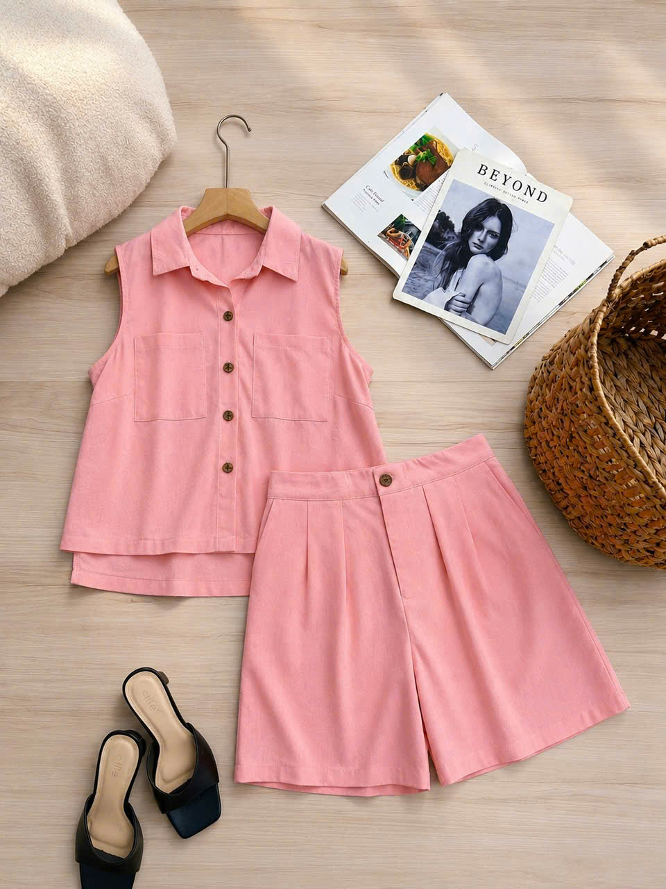 Bộ linen bột đùi áo sơ mi sát nách 2 túi lệch tà_thumbnail_18