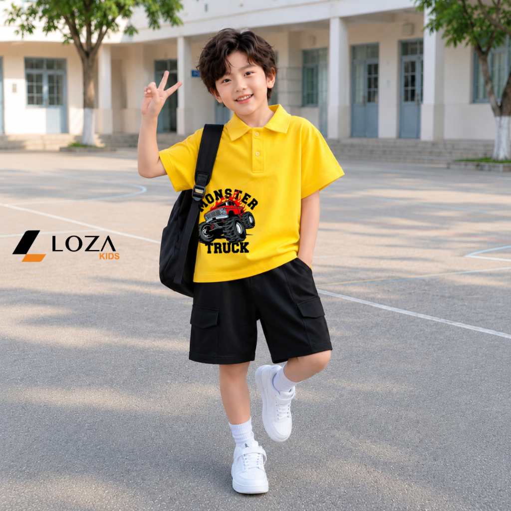 Bộ Polo bé trai hình xe Monster  - Loza Kids BU730_thumbnail_7