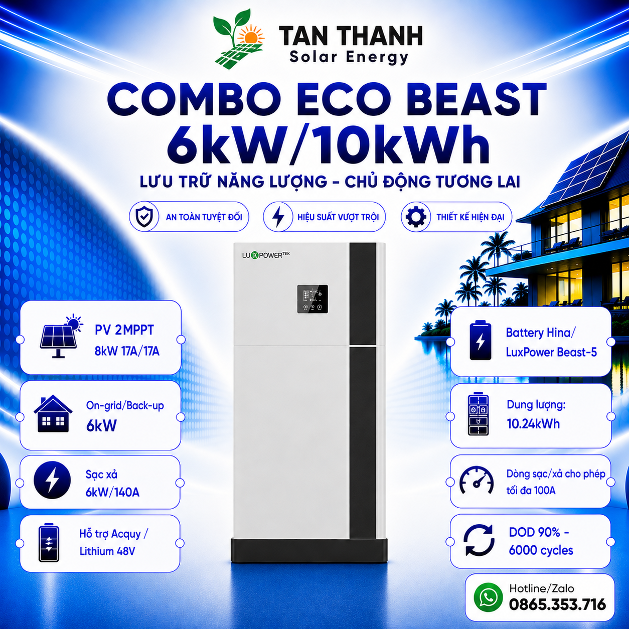 Combo ECO BEAST 6kW / 10.24kWh – Inverter Hybrid 6kW + 2 Pin Lưu Trữ Beast-5