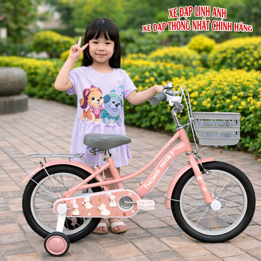 Xe Đạp Thống Nhất Bunny Chính Hãng Cho Bé Gái - TẶNG FULL PHỤ KIỆN - Hàng Mới 2026 Chính Hãng