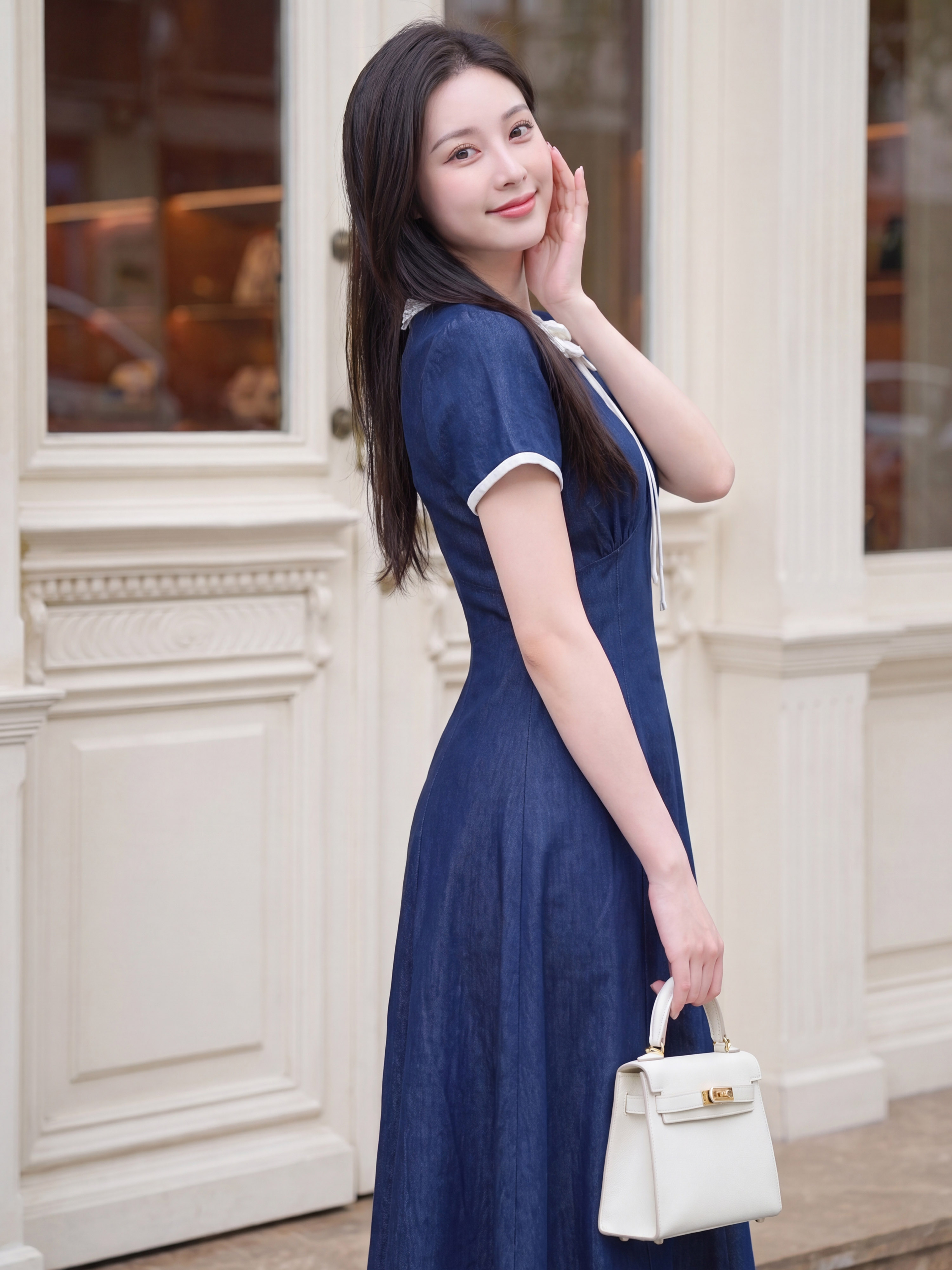 Váy denim cộc tay phối cổ 607008_thumbnail_2