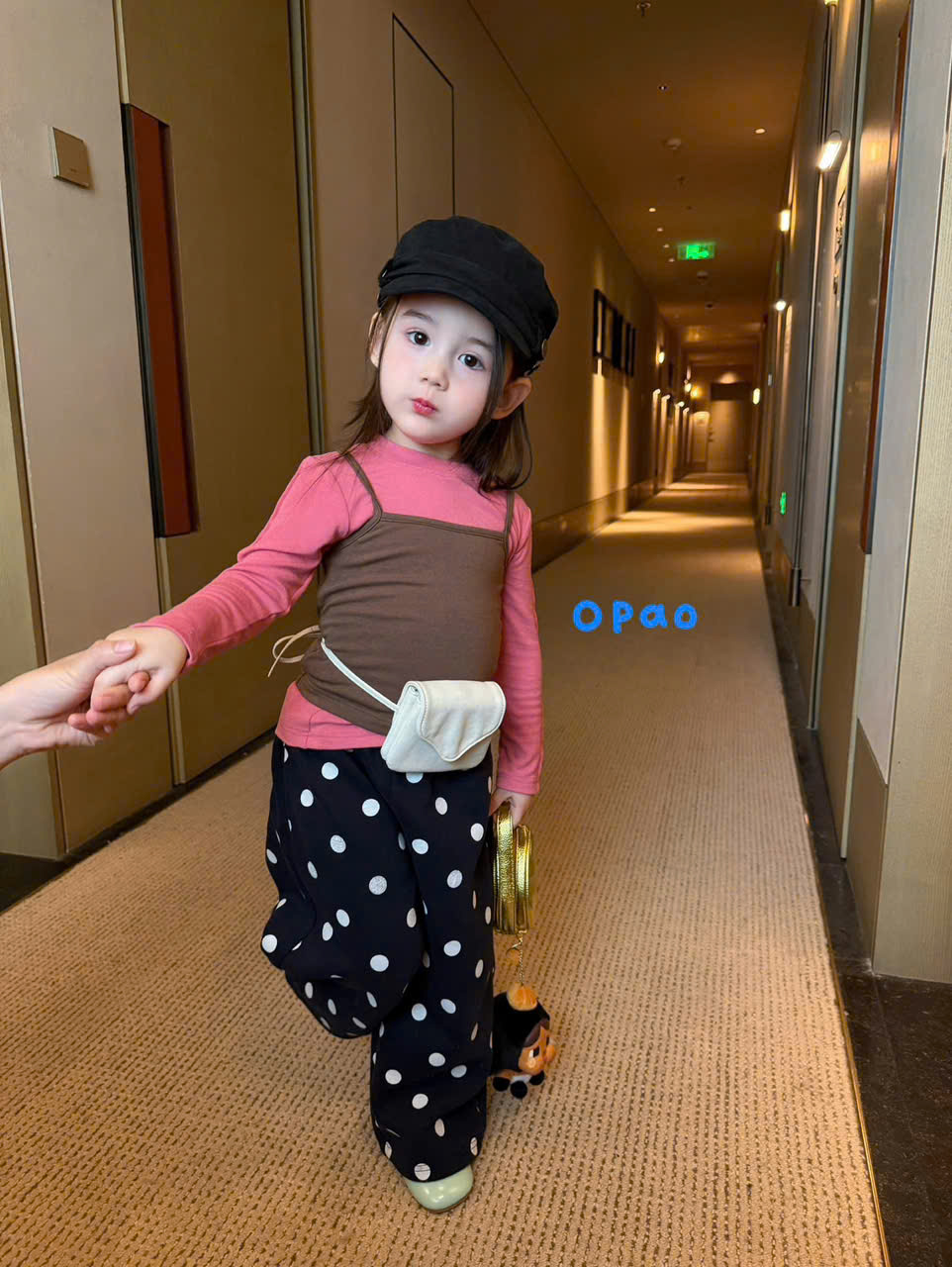 OP108 - Quần thô đen chấm bi hãng Opao | size 90-130 | 5121