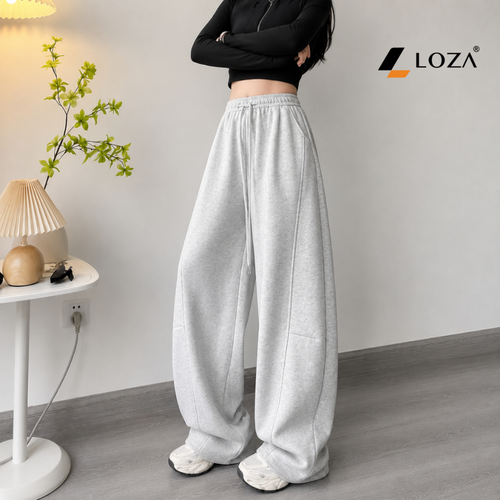 Quần dài nữ dáng suông ống cong NQ10 3 màu đen ghi đậm nhạt Loza LQ076231_thumbnail_2
