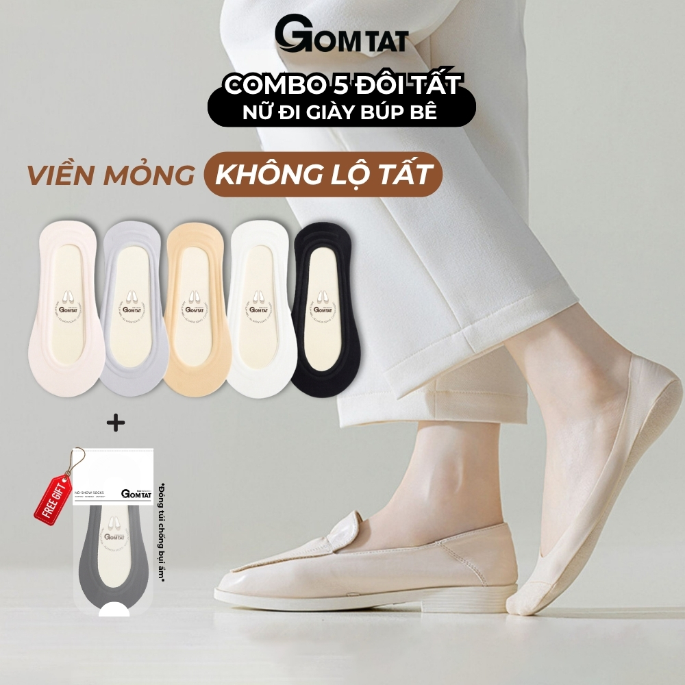 [DEAL QUÀ TẶNG] Tất búp bê nữ đi giày lười GOMTAT có đệm silicon chống tuột gót, thoáng mát mùa hè - TNBB