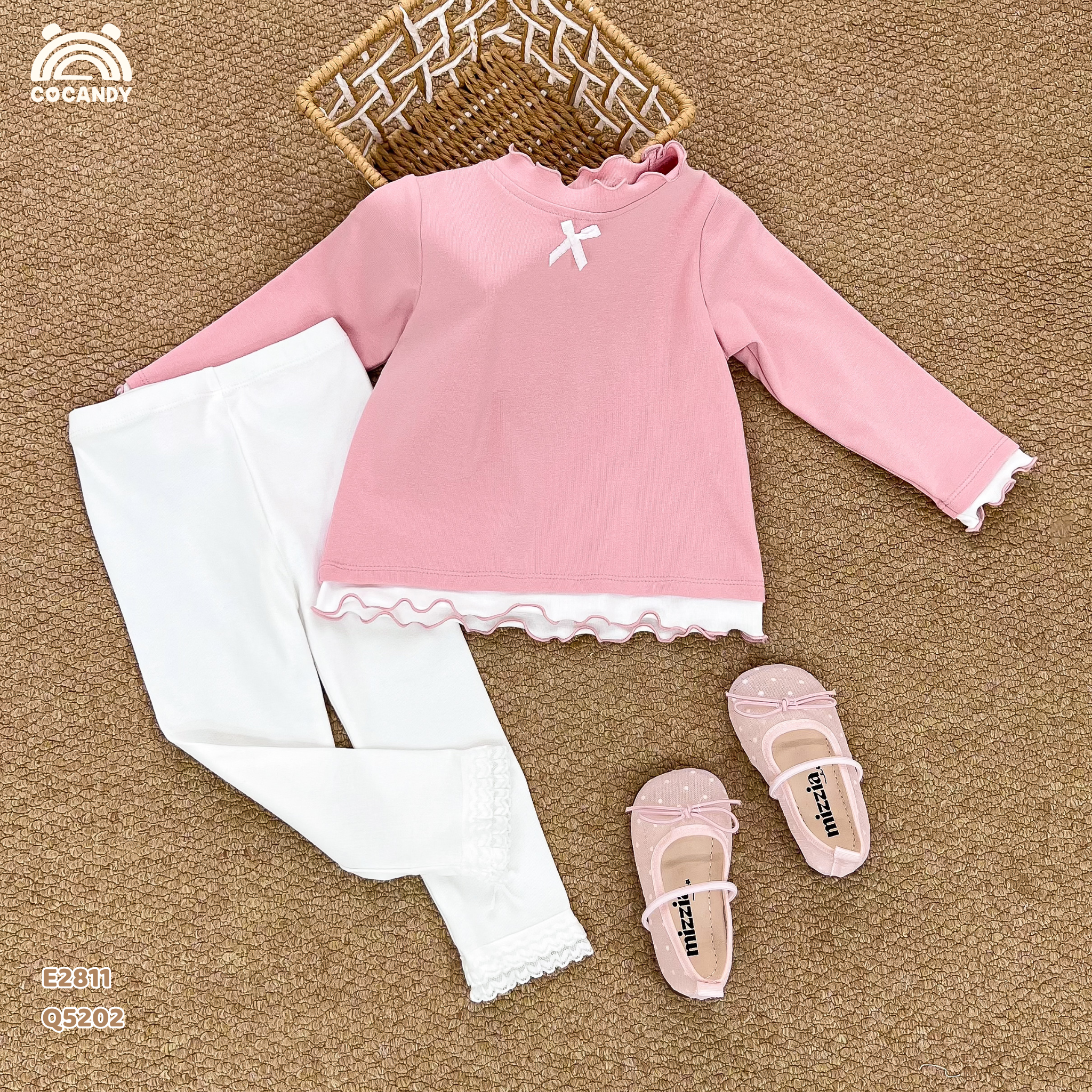 Quần dài legging TRẮNG nhún ren 2 lớp_thumbnail_1