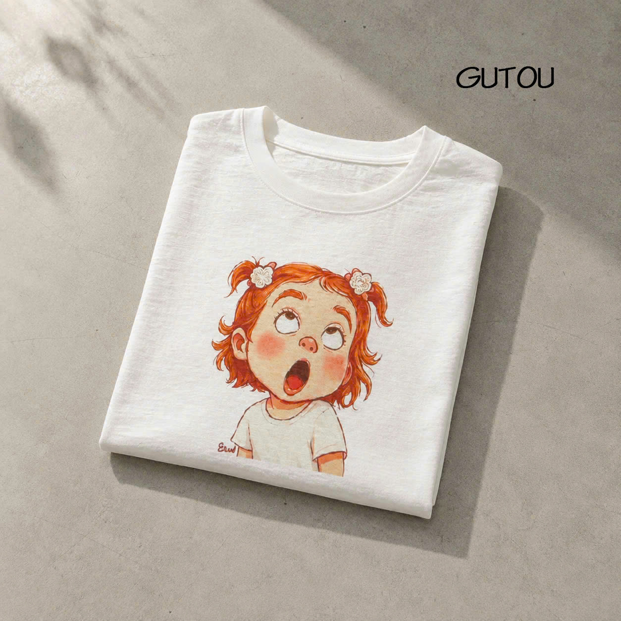 [ GUTOU ] Áo thun Tay Dài In Hình Cô Bé Hoảng Hốt_thumbnail_5