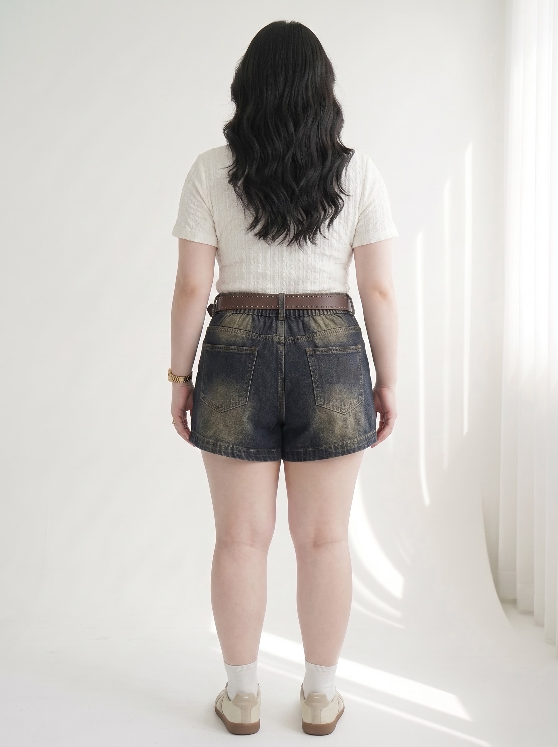 Quần Short Jean Lưng Thun Thêu Ngựa Bigsize Gọn Đùi Dễ Phối - Xanh Nhạt, Đen Wash - Vừa 55-90kg - T-QSJ1329_thumbnail_1