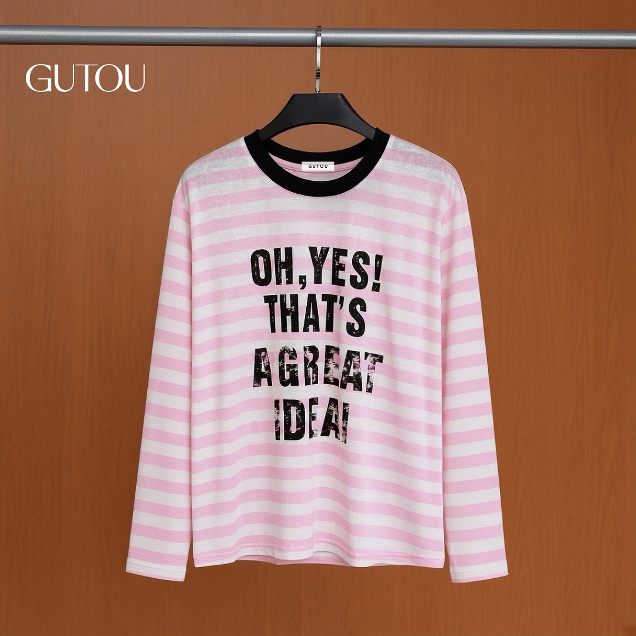 [ GUTOU ] Áo Thun Tay Dài Sọc Ngang Form Rộng Graphic Tee_thumbnail_4