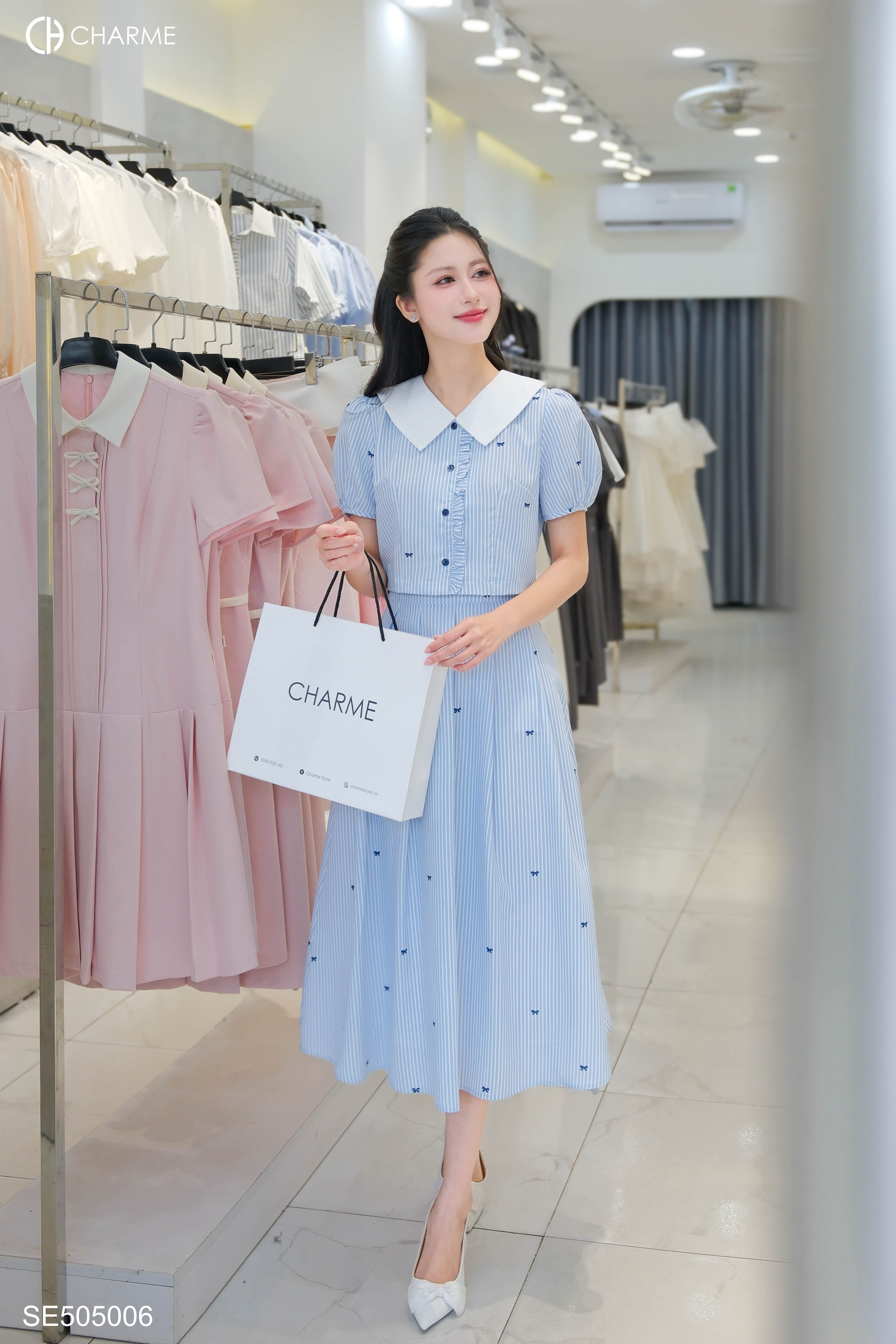 Set áo sơ mi cổ V chân váy xòe 505006_thumbnail_4