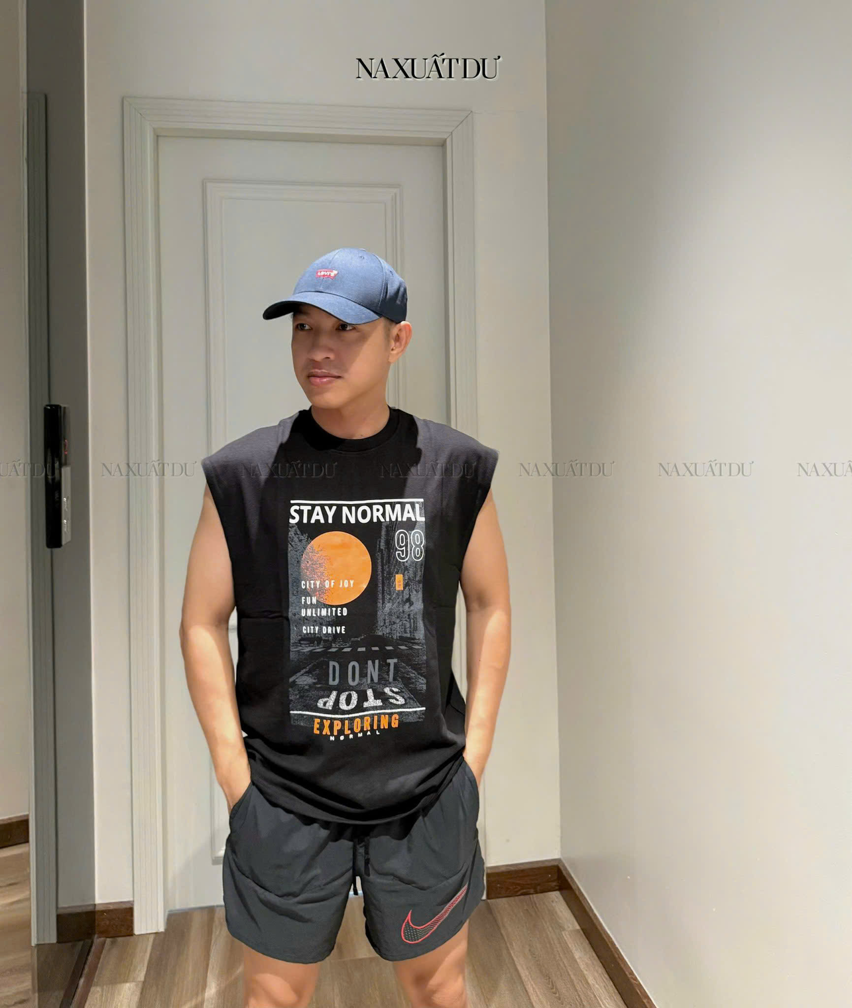 Áo tanktop nam màu đen - A350 (SALE)