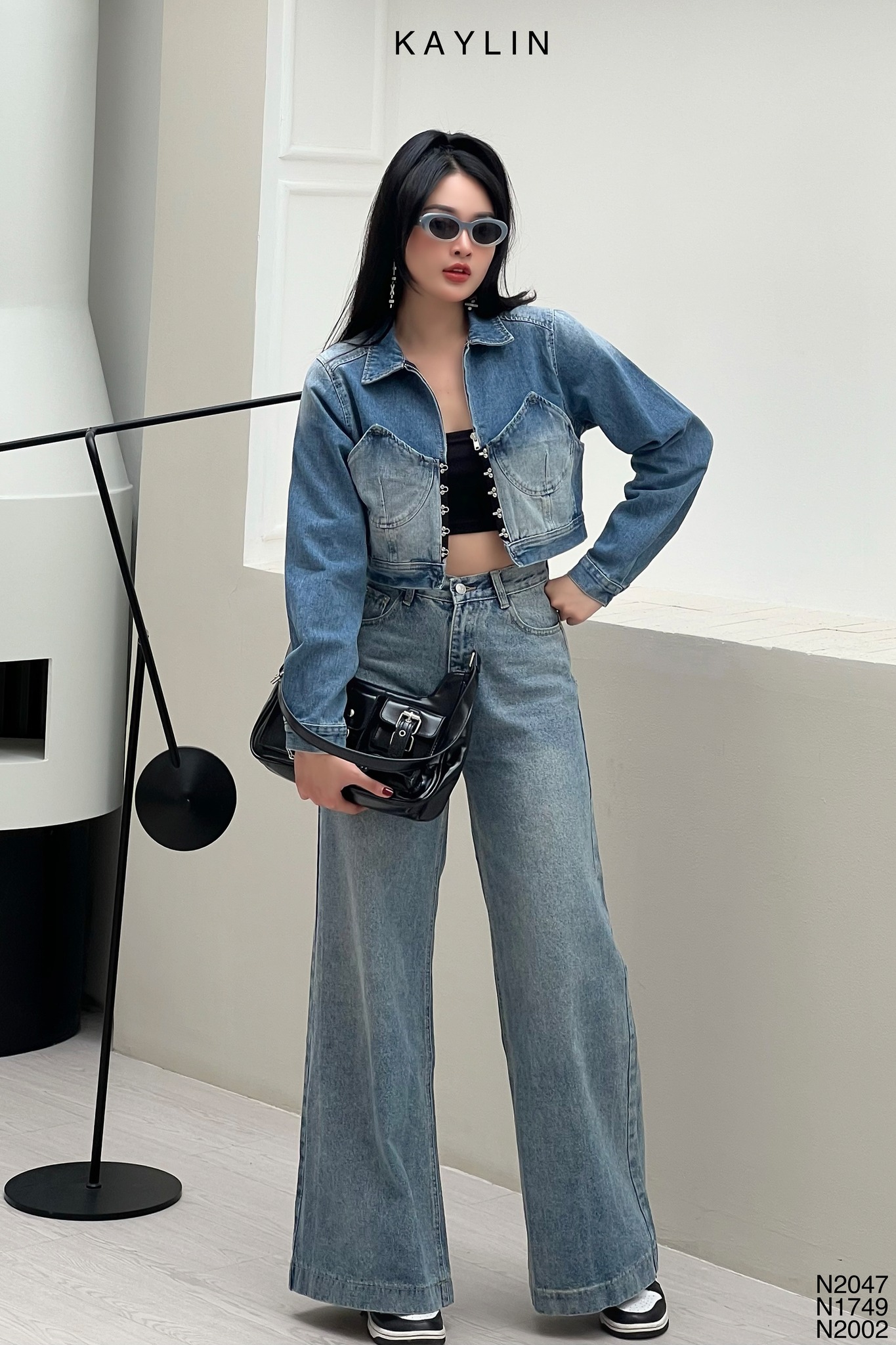 Áo Khoác Croptop Mix Khoá Kiểu KAYLIN
