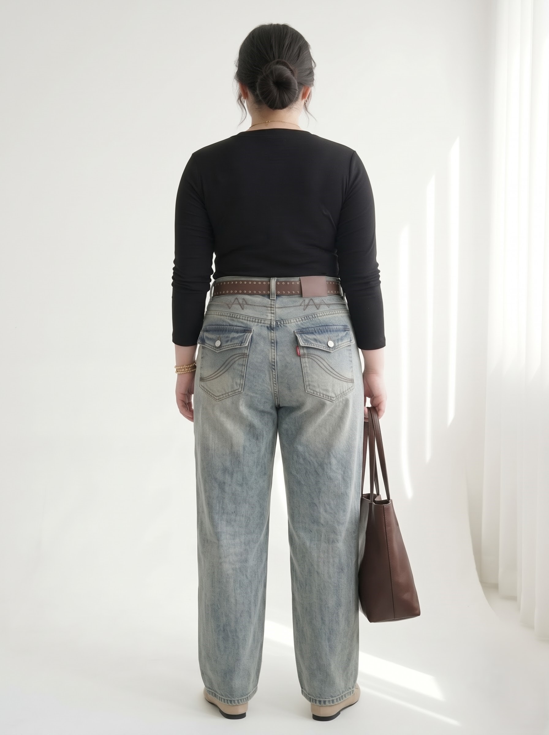 Quần Jean Suông Túi Hộp Thêu Bigsize Nữ Không Co Giãn Dài 103–105cm Vừa 58–90kg - T-QJ642_thumbnail_3