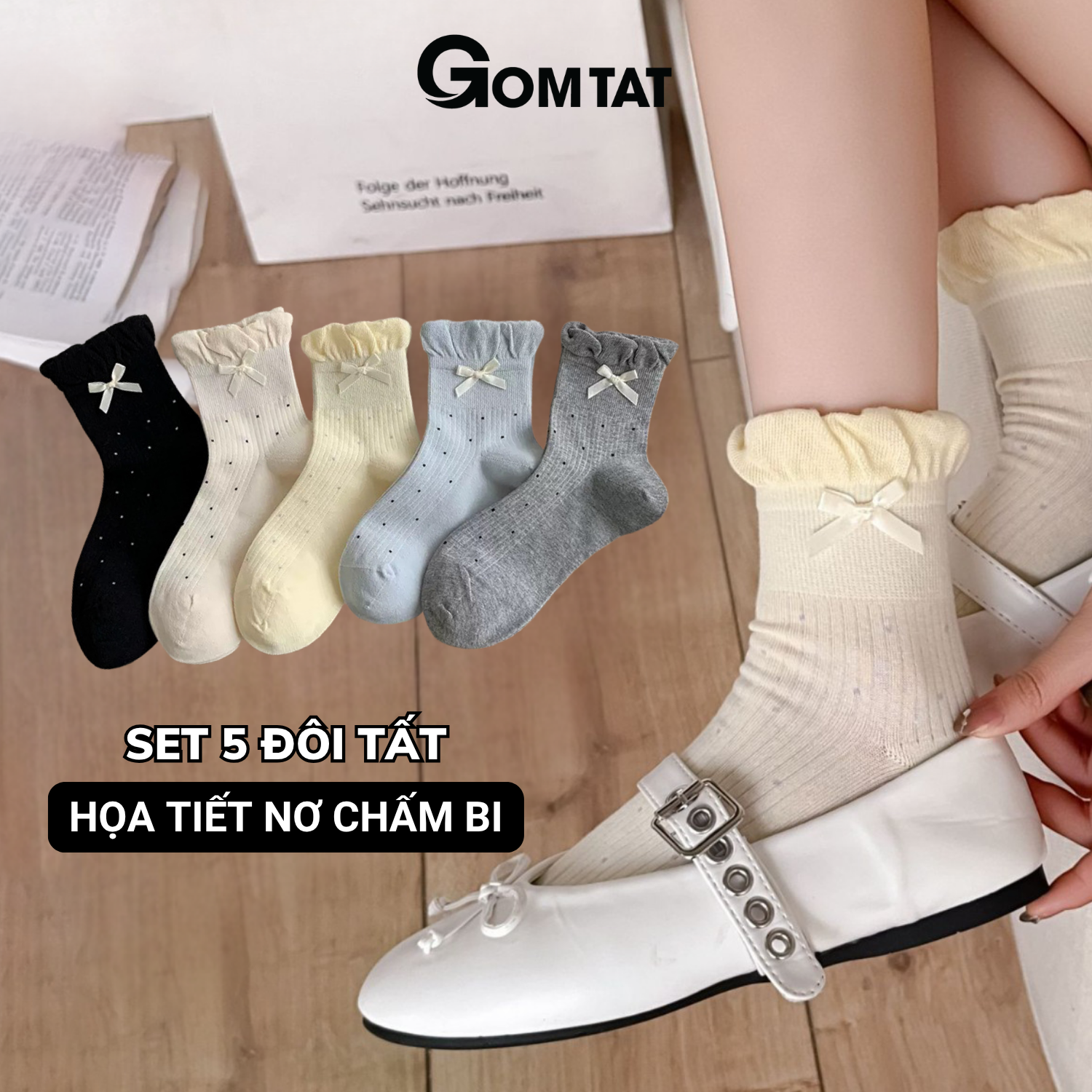 Set 5 đôi tất lolita phối nơ GOMTAT, vớ nữ phối nơ họa tiết chấm bi phong cách Hàn Quốc hot trend - ZFK-B011-CB5_thumbnail_0