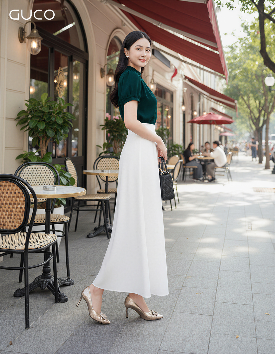 ÁO KIỂU CỔ TRÒN XẾP LI - XANH_thumbnail_1