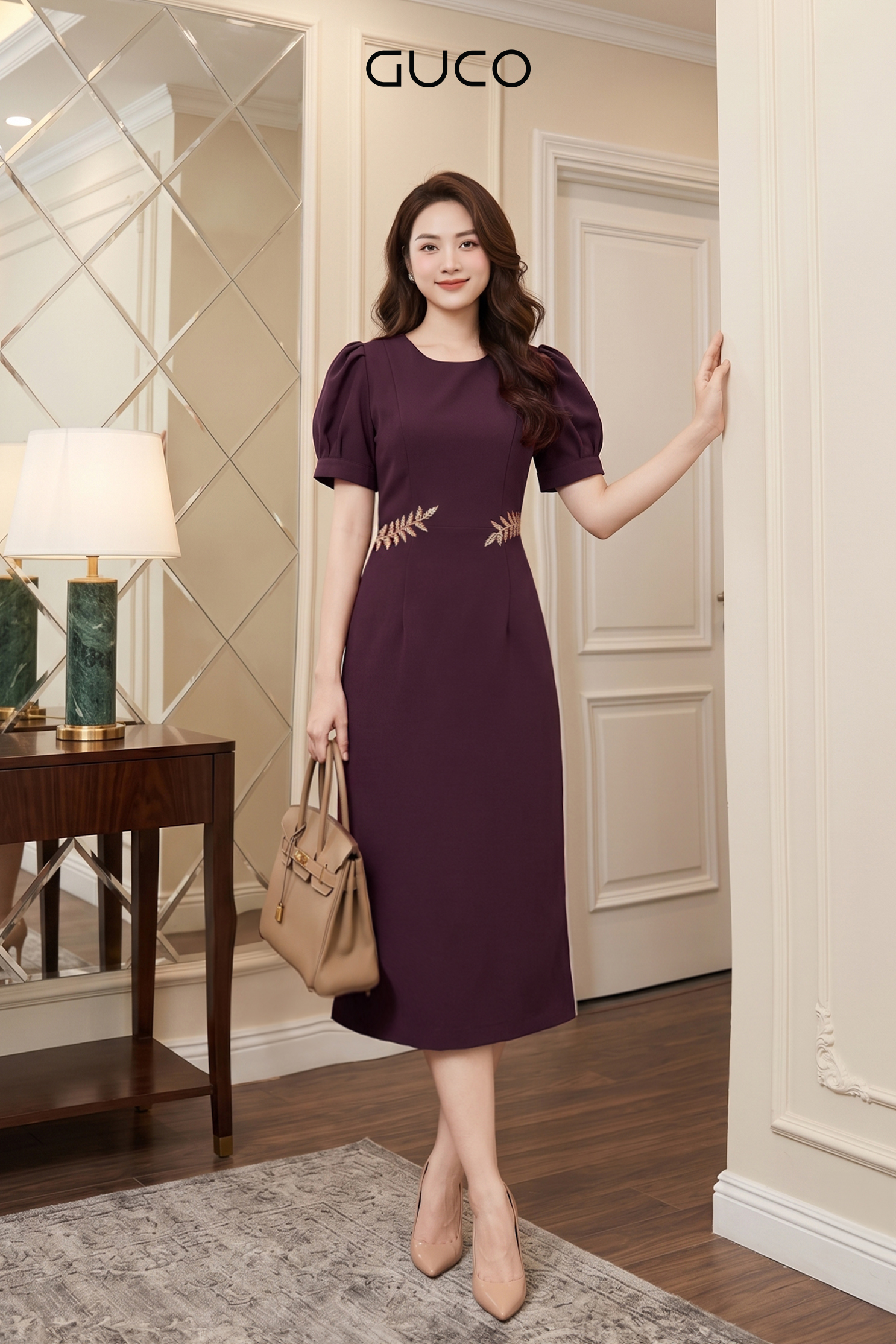 Đầm Body Đỏ Đô Đính Đá Sang Trọng