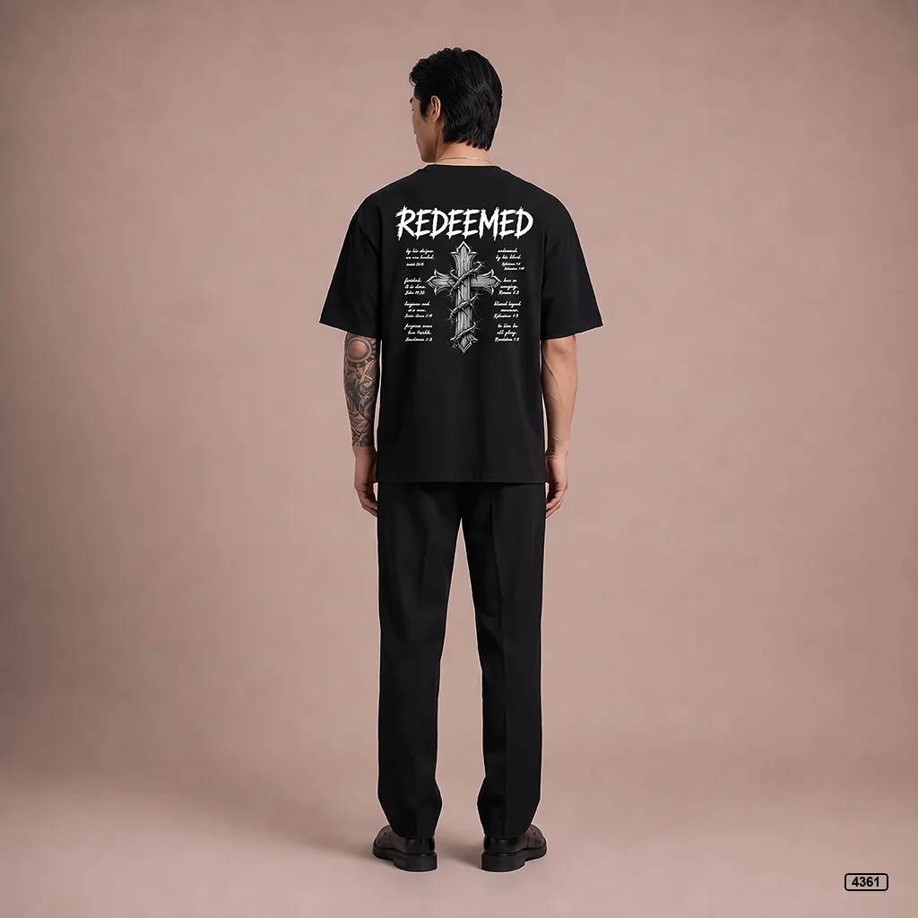 Áo thun nam form rộng Redeemed Cross Teeprint 4361_thumbnail_5
