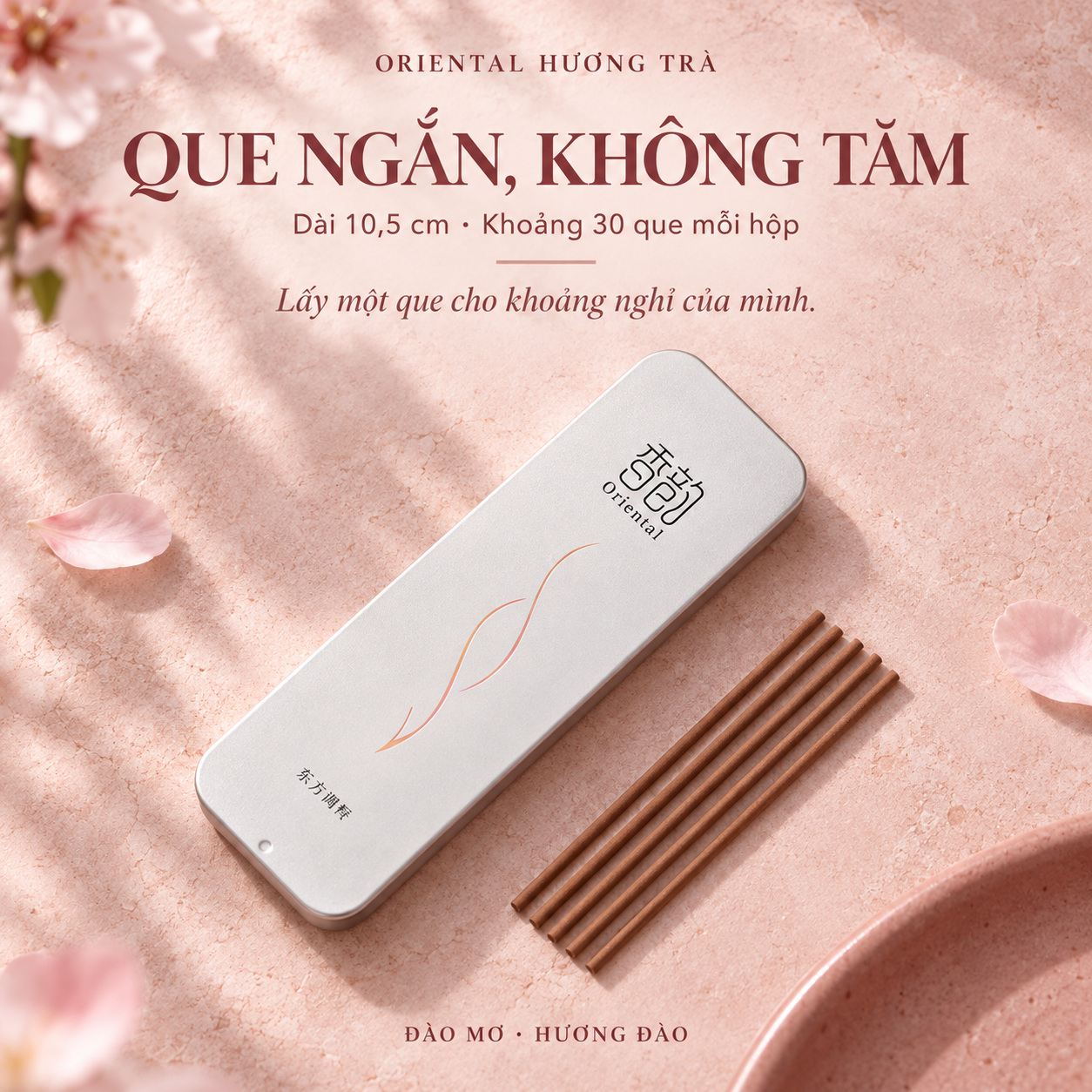 Đào Mơ - Nhang thơm không tăm Oriental hương Đào, 30 que, tặng đế cắm_thumbnail_3