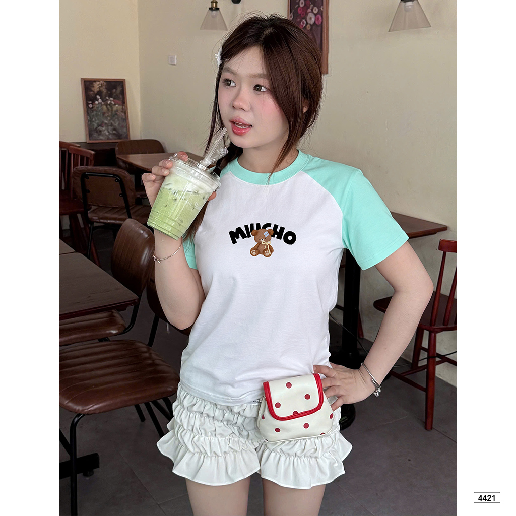 Áo babytee form ôm phối tay mix màu gấu Miucho 4421_thumbnail_2