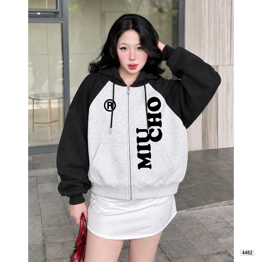 Áo khoác zip form rộng Miucho chất nỉ 2 da mềm mịn 4462_thumbnail_2