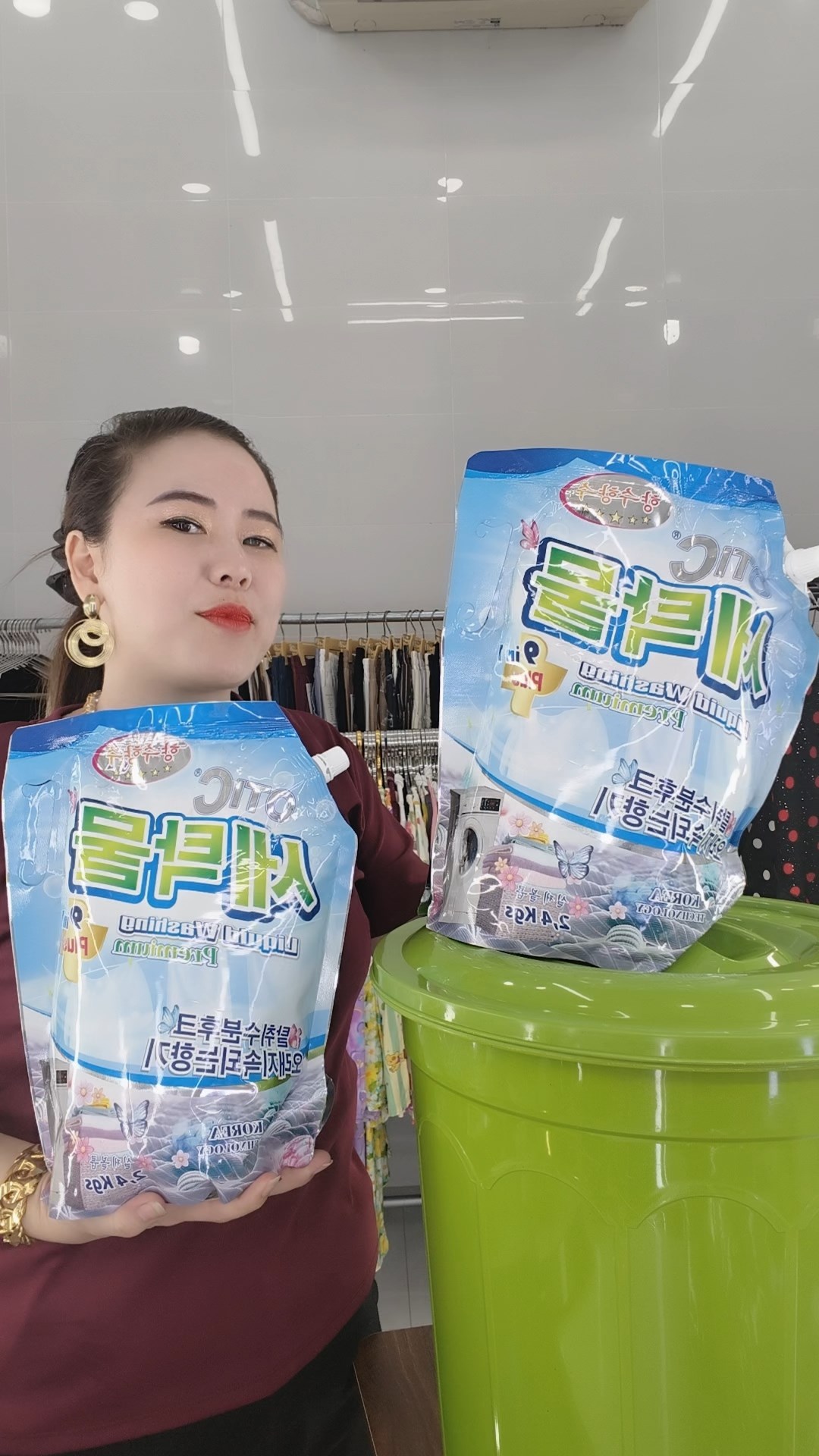 Bột giặt hàn quốc 2.4kg - Combo 2 bịch 4.8kg tặng thùng nhựa 25L - Free ship_thumbnail_3