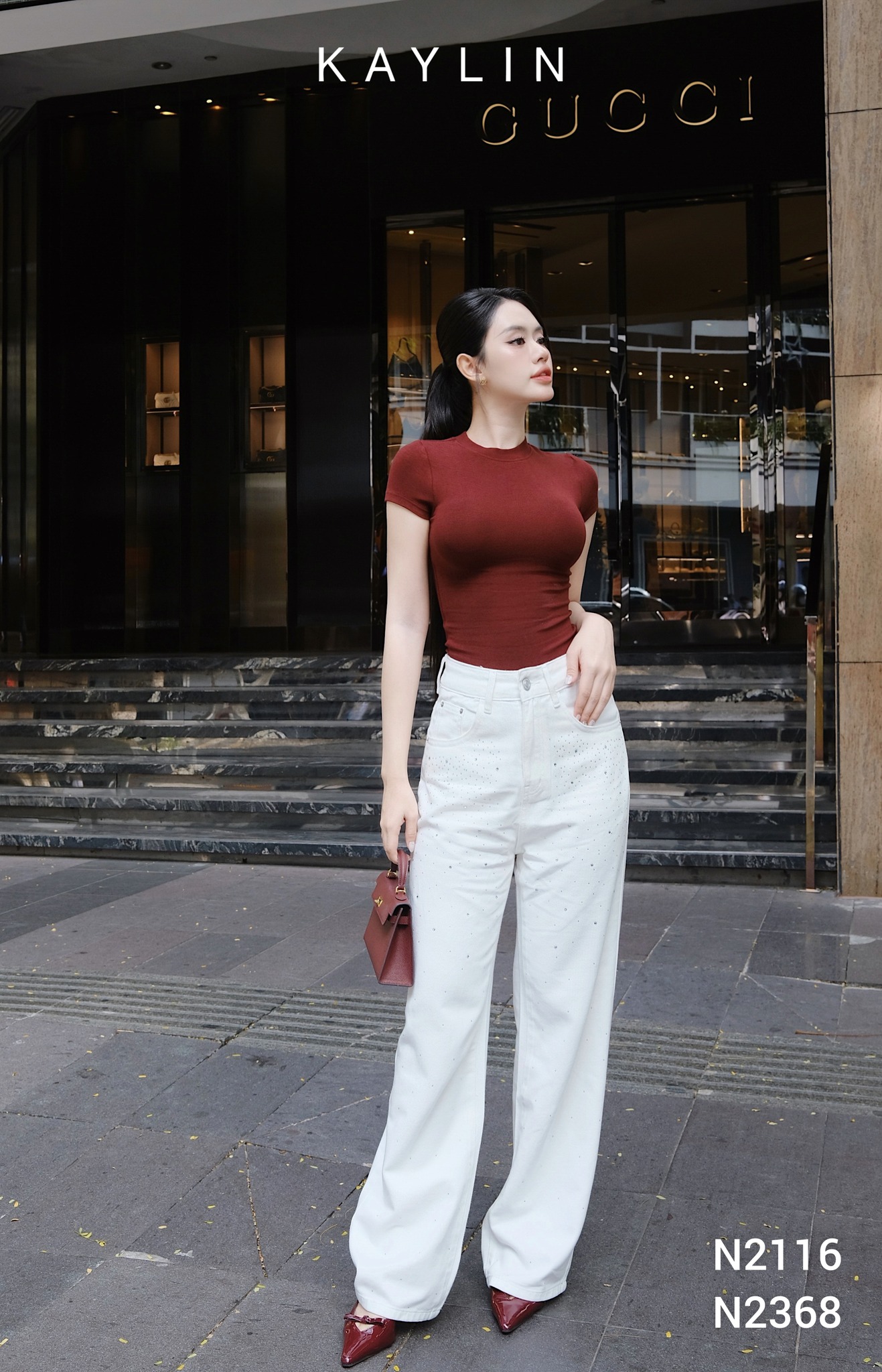 Quần Jean Suông KAYLIN Thiết Kế Đính Hạt