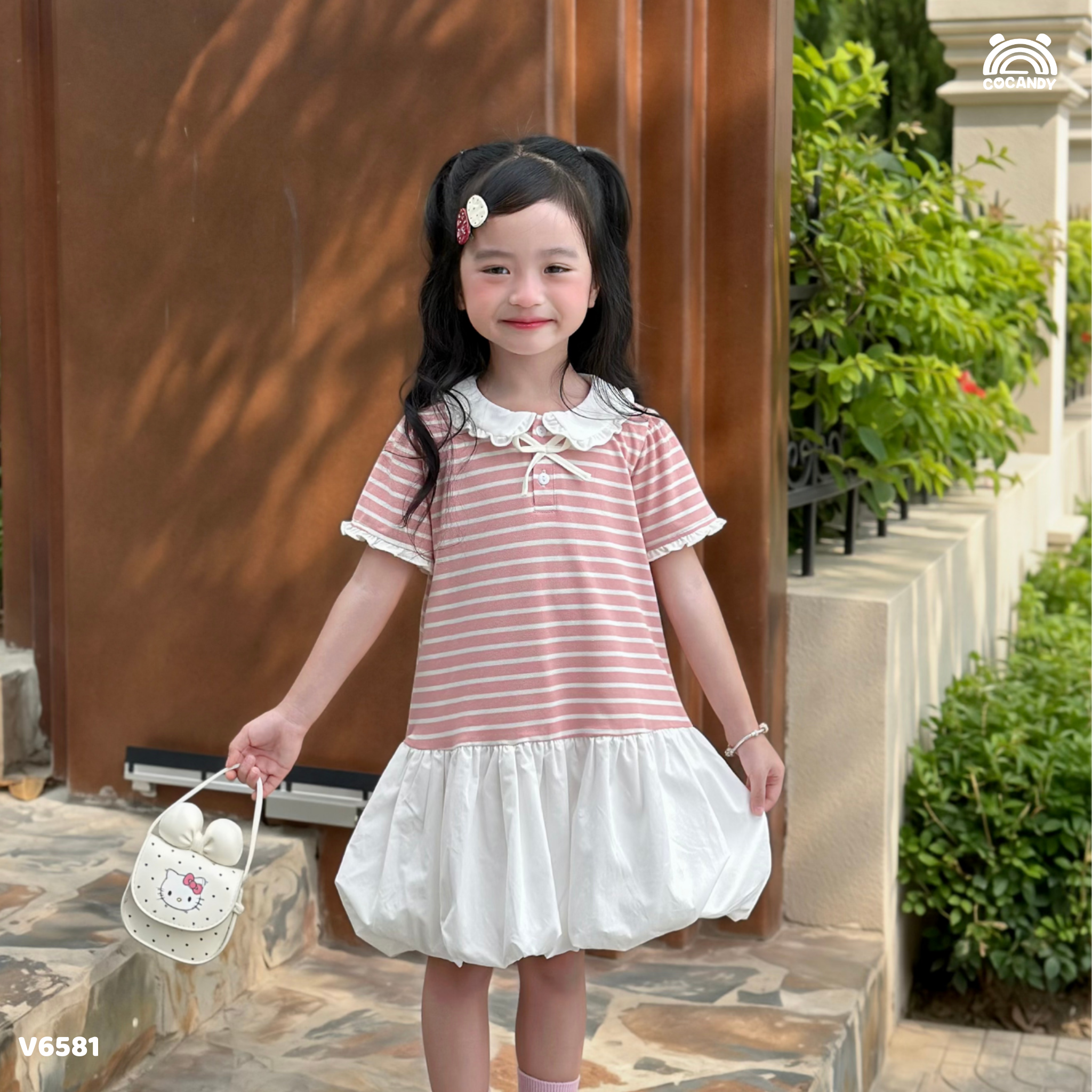 Váy cộc polo kẻ HỒNG form bí_thumbnail_2