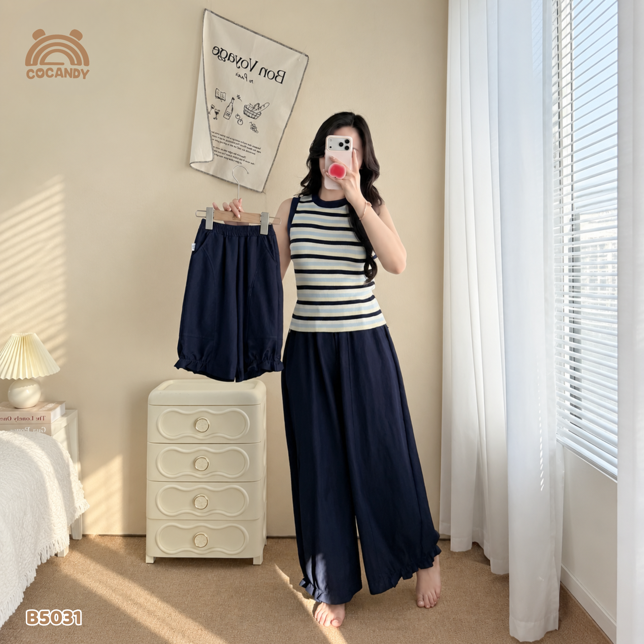 Quần dài XANH bom bèo gấu NỮ_thumbnail_0