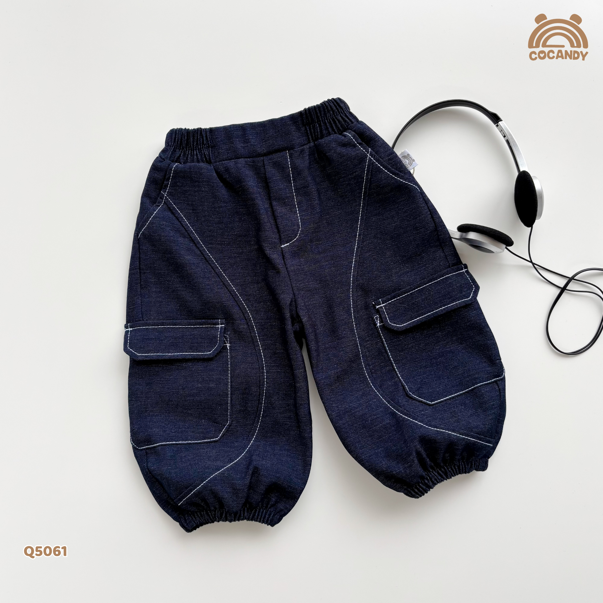 Quần dài XANH denim ống bom túi hộp_thumbnail_2