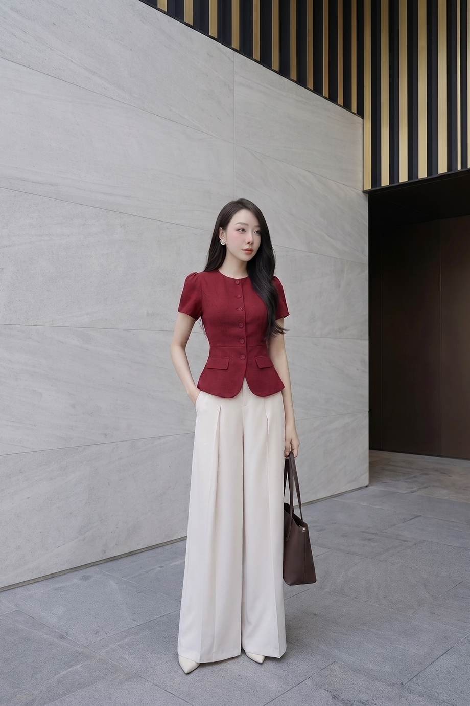Áo sơ mi kí giả 26107 màu đỏ